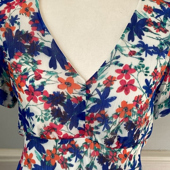 Calvin Klein Women's Puff-Sleeve Midi Dress, Atlantis Multi Size 6 Floral - Picture 6 of 14